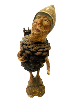 art populaire personnage de campagne tête et pieds en bois . XX siècle .