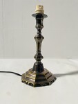 bougeoir de style Louis XV en bronze  argenté monté en lampe . XIX siècle .