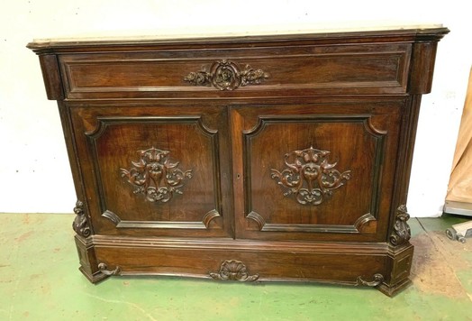 chest of drawers with two doors in rosewood