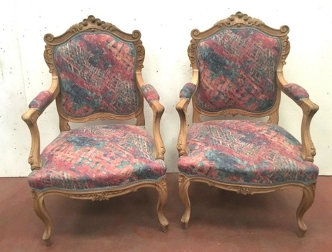 Fauteuil de style Louis XV Paire de sièges en hêtre Chaise Canapé