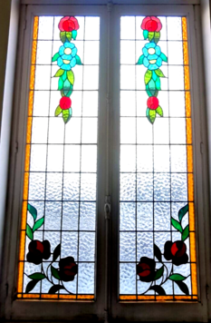 Fenêtre a deux vantaux en vitrail Art Déco XX siècle
