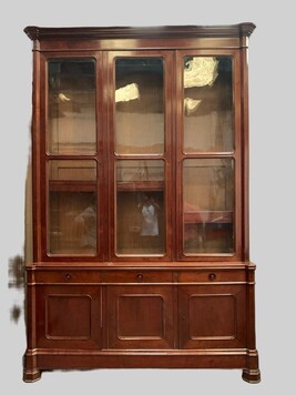 Meuble vitrine en deux corps Napoléon III Acajou et placage XIX siècle