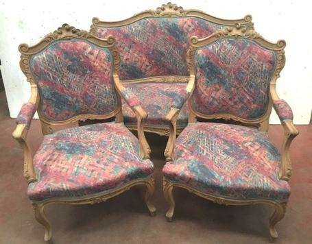 Mobilier de salon de style Louis XV Canapé et fauteuils rocaille Chaises
