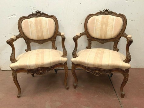  Pair of Louis XV style armchairs