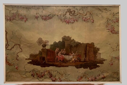 Peinture sur toile a décor d'une'scène a l'Antique Panneau décoratif XIX siècle