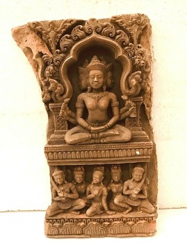 Sculpture en terre cuite Sculpture de divinité asiatique Élément de sculpture