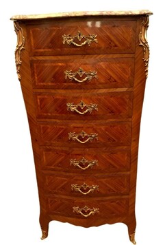 Semainier de style Louis XV en placage de bois de rose XX siècle