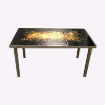 small table iron and bronze marble top 