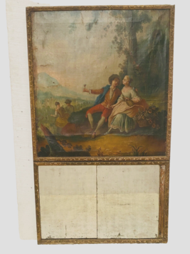trumeau Louis XV double patine à l'antique décor romantique . XIX siècle .