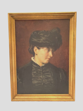  Vous en avez un à vendre ? Vendez le vôtre peinture sur panneau acajou portrait de jeune femme au chapeau . XX siècle .
