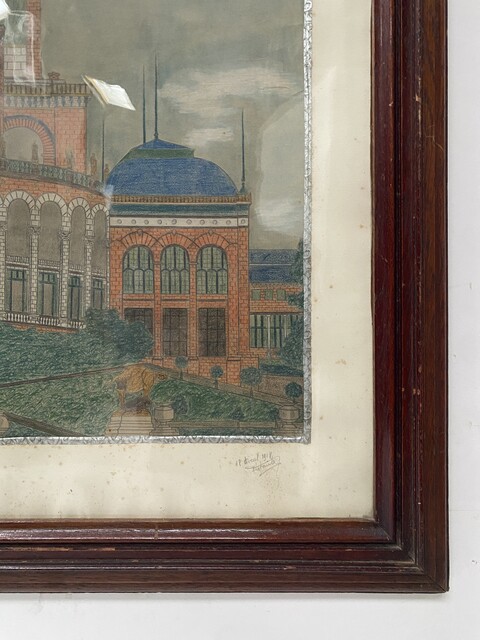 œuvre d'artiste daté signée face au bâtiment du Trocadéro . XX siècle .