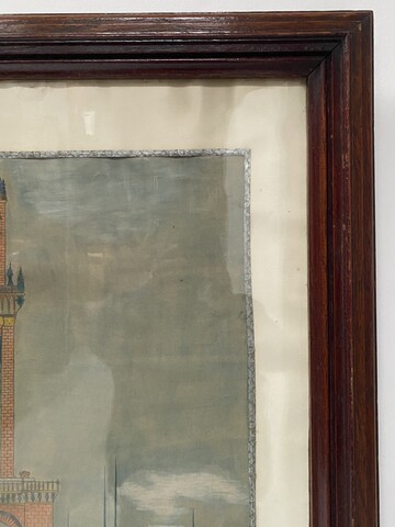 œuvre d'artiste daté signée face au bâtiment du Trocadéro . XX siècle .