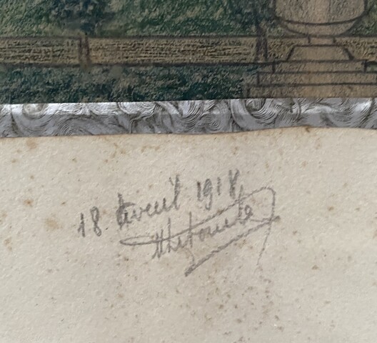 œuvre d'artiste daté signée face au bâtiment du Trocadéro . XX siècle .