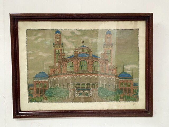 œuvre d'artiste daté signée face au bâtiment du Trocadéro . XX siècle .