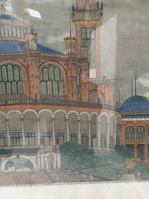 œuvre d'artiste daté signée face au bâtiment du Trocadéro . XX siècle .