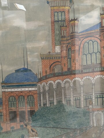 œuvre d'artiste daté signée face au bâtiment du Trocadéro . XX siècle .