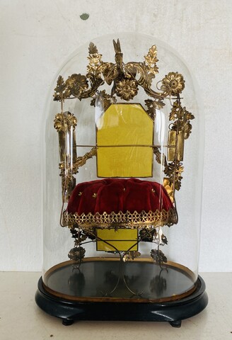 Ancien globe de Mariée complet Verre et Bois . XIX siècle .