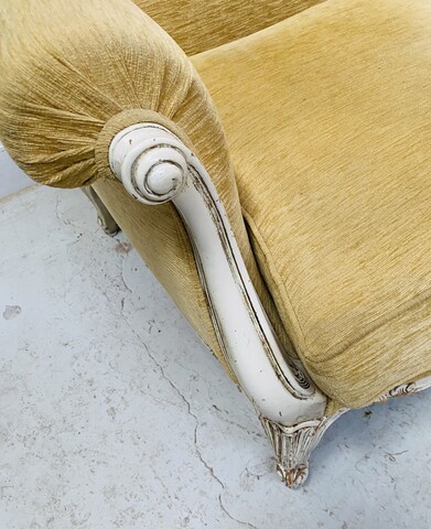 Banquette de style Louis XV bois hêtre patin à l'antique à cousins . XIX siècle.