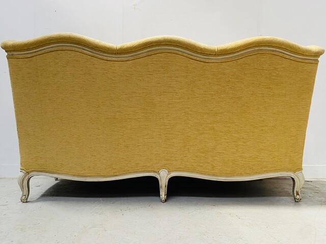 Banquette de style Louis XV bois hêtre patin à l'antique à cousins . XIX siècle.