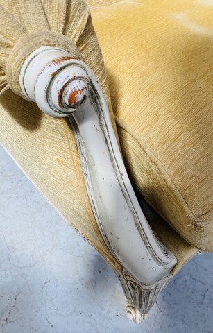 Banquette de style Louis XV bois hêtre patin à l'antique à cousins . XIX siècle.