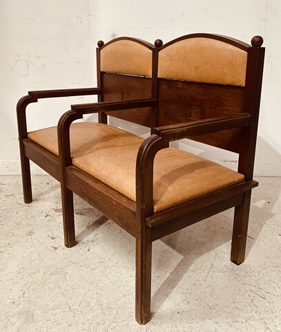 Banquette deux place art déco en acajou massif . XX siècle.