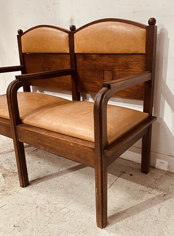 Banquette deux place art déco en acajou massif . XX siècle.