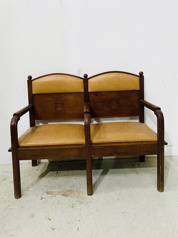 Banquette deux place art déco en acajou massif . XX siècle.