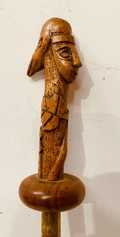 canne à décor de l'aigle et le masque fut bambou . XX siècle .