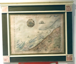Carte en gravure réhaussée de la mer du Nord et des environs d'Ostende XX siècle