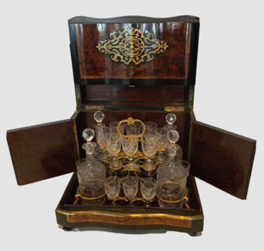 Cave A Liqueur Complète Boulle Coffret Napoléon III Boite Marqueterie XIX Siècle