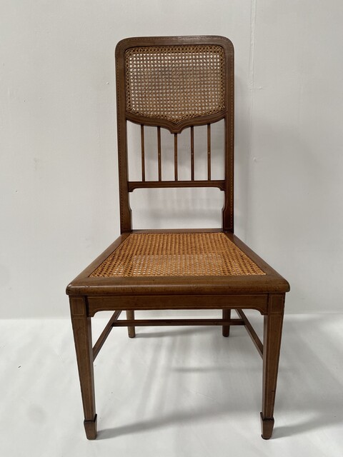 chaise d'appoint époque art déco en bois clair et marqueterie . XX siècle .