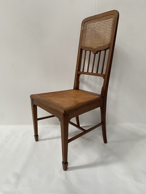 chaise d'appoint époque art déco en bois clair et marqueterie . XX siècle .