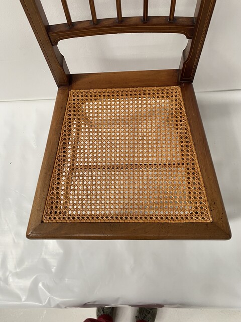 chaise d'appoint époque art déco en bois clair et marqueterie . XX siècle .