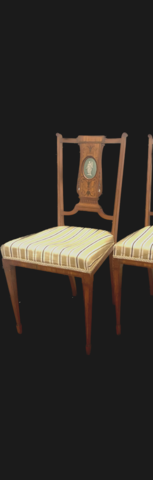 chaise louis XVI en bois de placage à décor de rinceaux . XIX siècle .