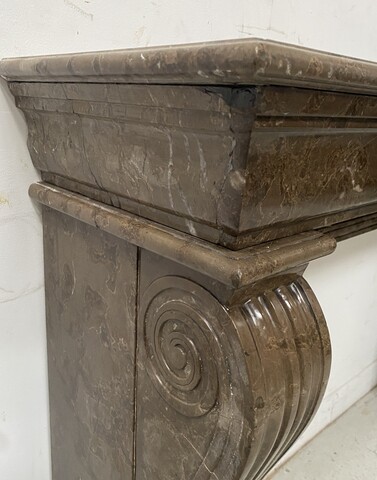 Cheminée époque Napoléon III a pieds griffes en marbre moucheté . XIX siècle .