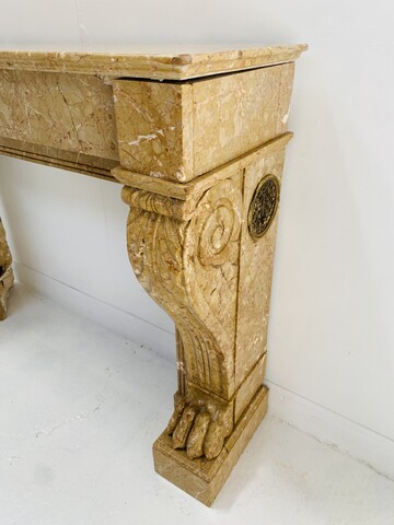 Cheminée époque Napoléon III a pieds griffes en marbre Trest . XIX siècle .