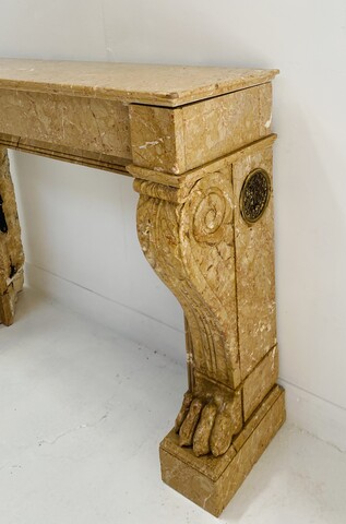 Cheminée époque Napoléon III a pieds griffes en marbre Trest . XIX siècle .