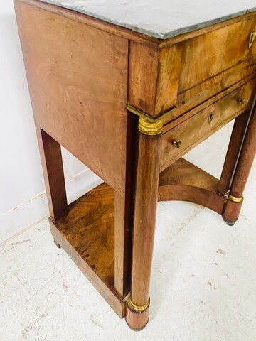 chevet coiffeuse époque empire en placage d'acajou dessus marbre . XIX siècle .
