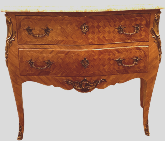 commode de style louis XV dessus marbre trois tiroirs en façade . XX siècle .