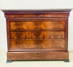 commode secrétaire époque Napoléon III en acajou dessus marbre . XIX siècle .