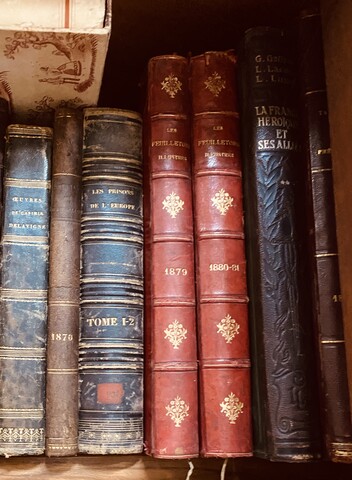 ensemble d'une bibliothèque de libres   reliure cuir et autres    . XX siècle.