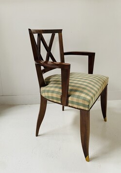 fauteuil art déco en acajou massif garniture tissus . XX siècle .