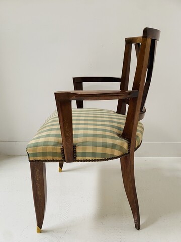 fauteuil art déco en acajou massif garniture tissus . XX siècle .