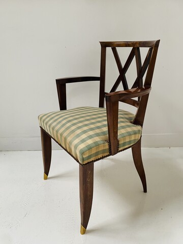 fauteuil art déco en acajou massif garniture tissus . XX siècle .