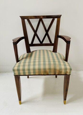 fauteuil art déco en acajou massif garniture tissus . XX siècle .