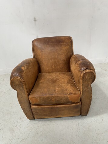 fauteuil club circa 40 assises dossier recouvrement cuir . XX siècle .