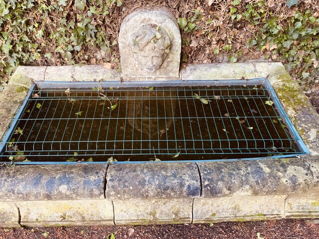 grand bassin d'extérieur en pierre massif formant fontaine . XIX siècle .