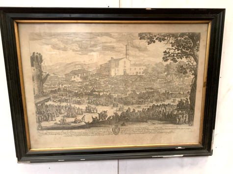 Gravure en noir et blanc des abords d'une ville Firenze XIX siècle