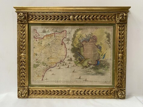 gravure rehaussé thème partis des cotes de l'Angleterre . XIX siècle .