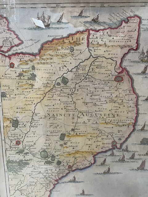 gravure rehaussé thème partis des cotes de l'Angleterre . XIX siècle .